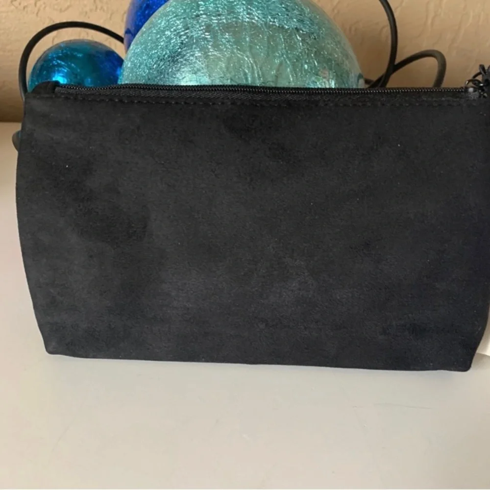 NWT Donna Karan Black Suede Cosmetics Bag